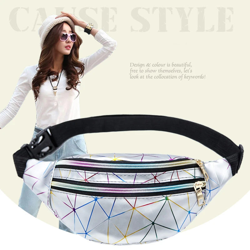 Geometric Waist Pack Laser Chest Phone Pouch Sport Purse Pocket