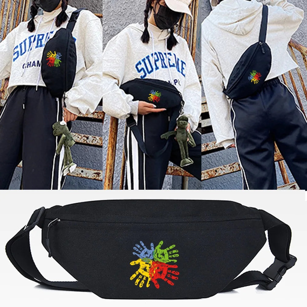 Palm Print Chest Bag Waist Bag Crossbody Pouch Sport Travel Shoulder Belt Bag
