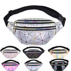 Pink Silver Fanny Pack Belt Bag Chest Phone Pouch