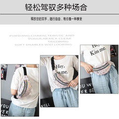 Waist Bags Women Pink Silver Female Belt Bag Geometric Travel Waist Packs