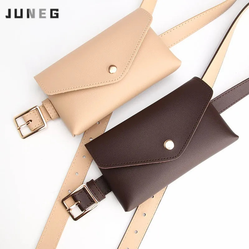 Women's Adjustable PU Leather Waist Bag Phone Key Storage Crossbody Bag