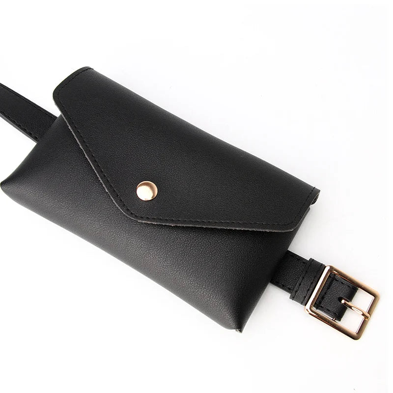 Women's Adjustable PU Leather Waist Bag Phone Key Storage Crossbody Bag