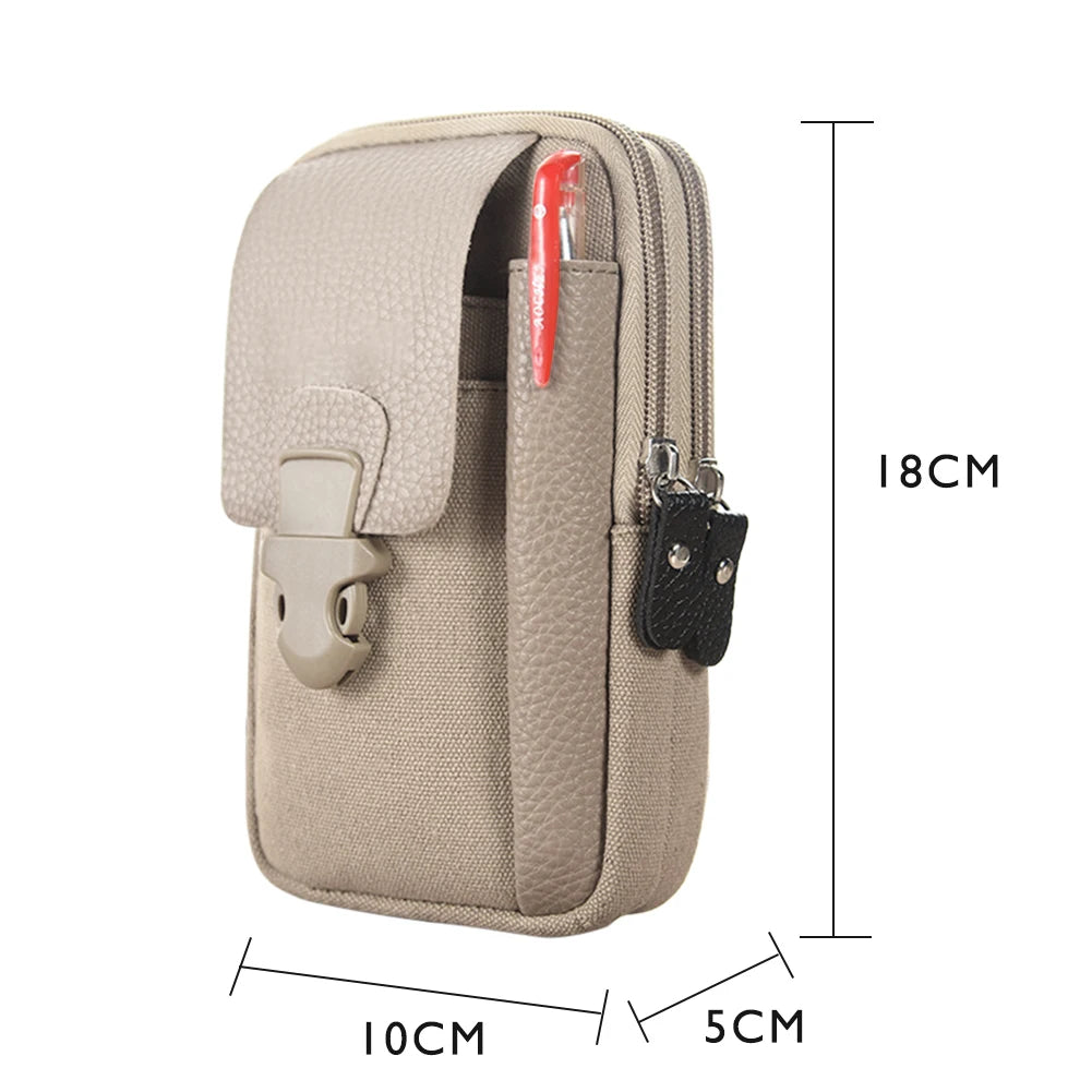 Men's Canvas Waist Pack Casual Bag Travel Purse