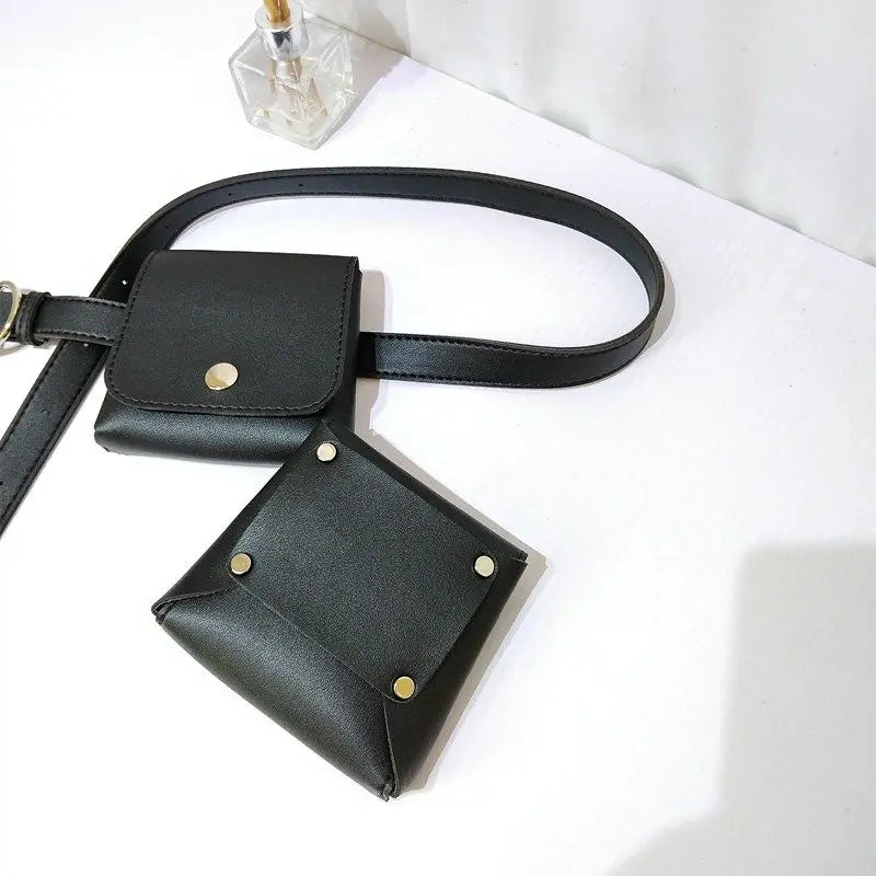 Solid Mini Bag Purse PU Leather Waist Pack