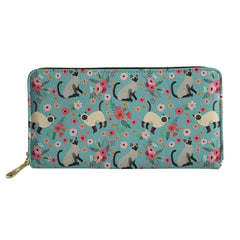 Siamese Cat Prints Long Leather Wallet for Women