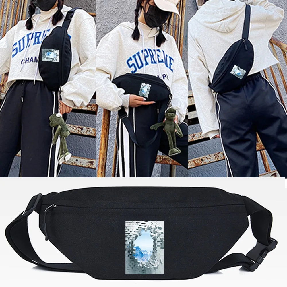 Wall Crack Pattern Waist Bag Tote Running Chest Pouch Fanny Pack