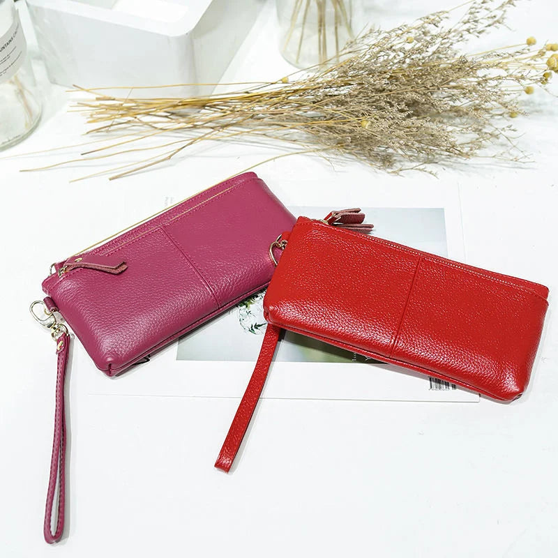 Cowhide Handbag Long Leather Bag Women's Purse
