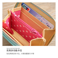 Bow Women Leather Wallet Zipper Purse Slim