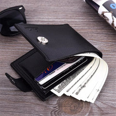 Men Leather Wallet Short Male Clutch Money Bag Solid Portable Wallet