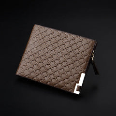 Natural Leather Short Men's Wallet Retro Zipper Slim Man Purse