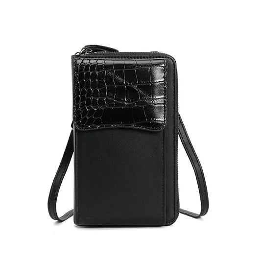 Women's PU Diagonal Wallet with Mobile Phone Bag