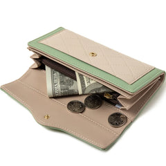 Women's Long PU Leather Buckle Wallet Three fold Bag