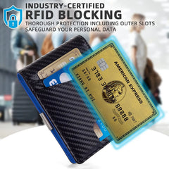 Dienqi Carbon Fiber RFID Men's Small Short Wallet