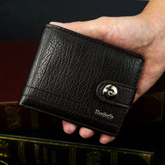 Short Leather Wallet Men's Money Clip
