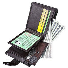 Natural Leather Men's Wallet Money Clip Small Card Holder