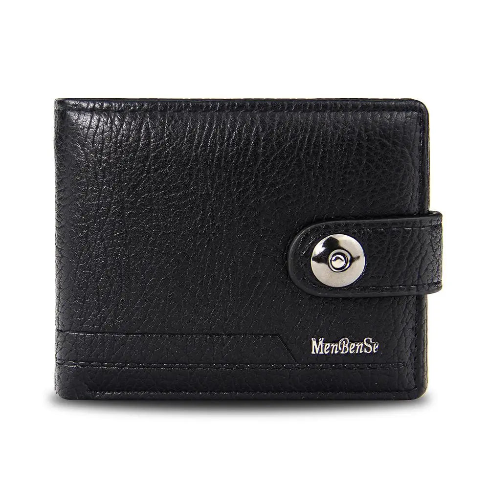 Natural Leather Men's Wallet Money Clip Small Card Holder