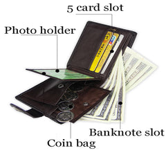 Short Leather Wallet Men's Money Clip