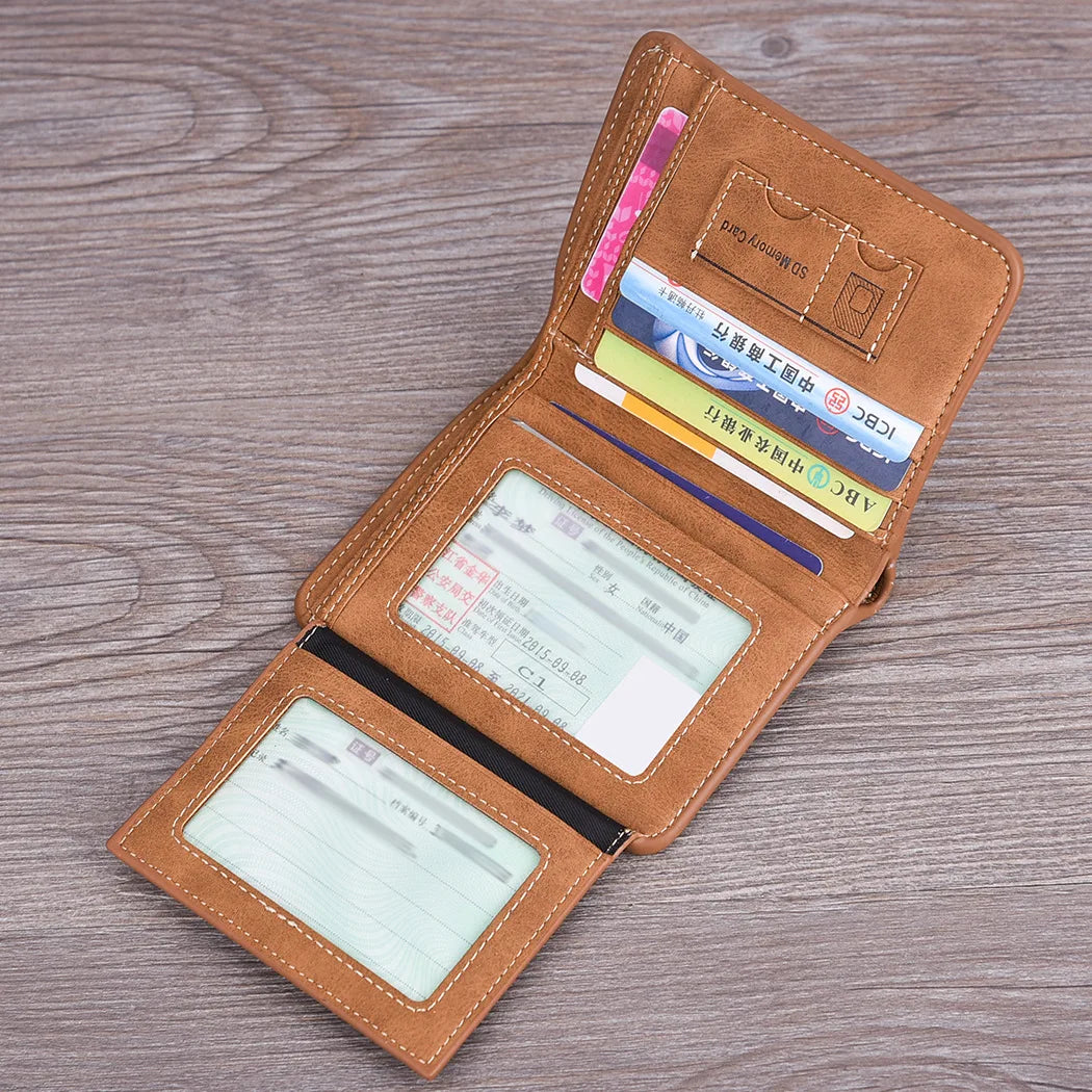 Men's Short Casual Wallet PU Leather Billetera Hombre