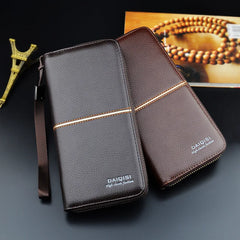 Men's Long Leather Zipper Wallet Portefeuille Clutch