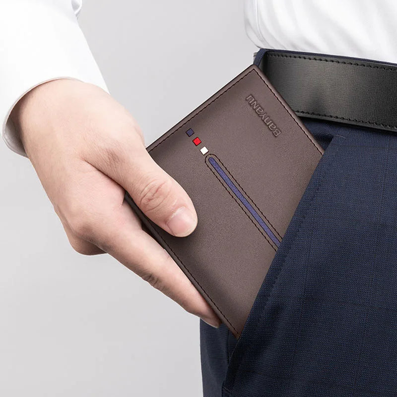 Men's Cowhide Leather Vertical Wallet