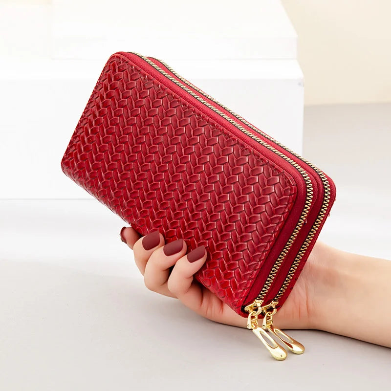 Women's Long Double Zipper Wallet Large Capacity Hand Bag