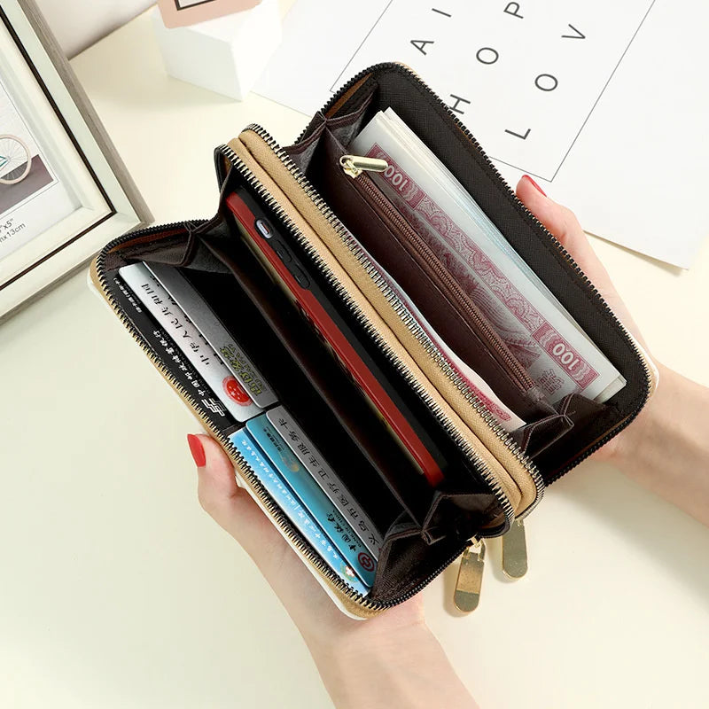 Women's Long Wallet Large Capacity Double Zipper Handbag