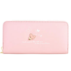 Cartoon Butterfly Wallet Wrist Handbag Double Zipper Large Capacity