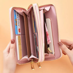 Cartoon Butterfly Wallet Wrist Handbag Double Zipper Large Capacity