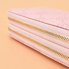 Bright Leather Double Zipper Hand Bag Large Capacity Mobile Phone Bag