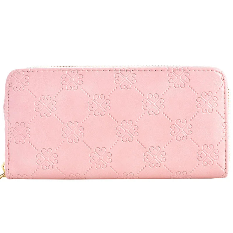Bright Leather Double Zipper Hand Bag Large Capacity Mobile Phone Bag