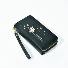 Women's Love Printed Wallet Double Zipper Handbag