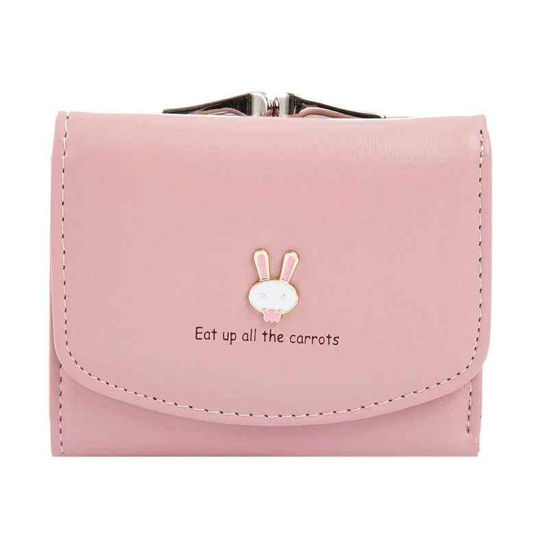 Women's Short Rabbit Lock Wallet PU Leather Coin Bag