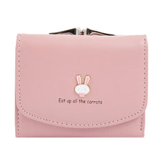 Women's Short Rabbit Lock Wallet PU Leather Coin Bag