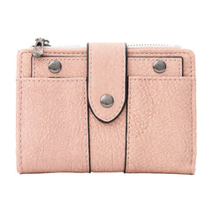 Short Card Snap Student Wallet, Litchi Pattern, Zero Wallet