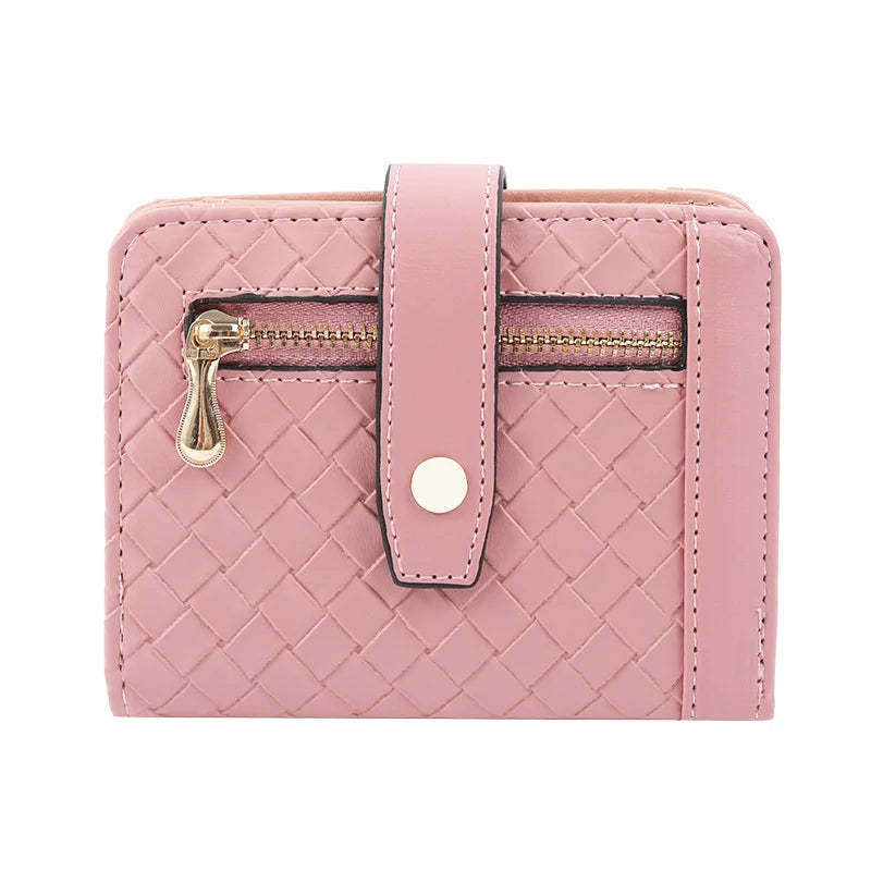 Women's Short Woven Buckle Wallet with Card Slots