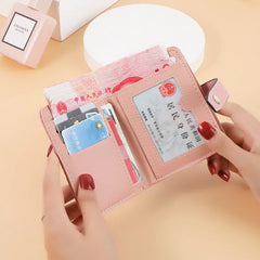 Women's Short Woven Buckle Wallet with Card Slots
