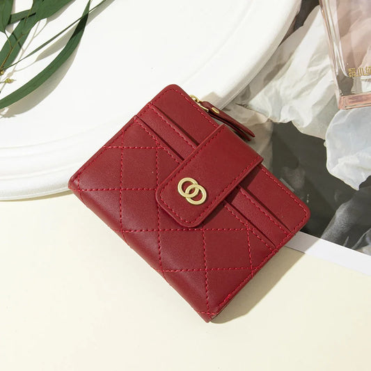 Short Buckle Women's Wallet with Card Position and Zipper