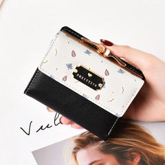 Small Floral Print Women's Wallet, Short Version, Three Fold Buckle