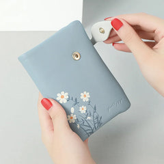 Small Daisy Print Leather Wallet Women Short Creative Soft Texture Card Holder
