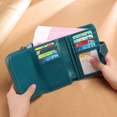Cowhide Short Wallet for Women