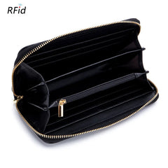 Women Tassel Layer Leather RFID Wallet Purse