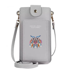Feather Print Women's Crossbody Bag Wallet Phone Holder