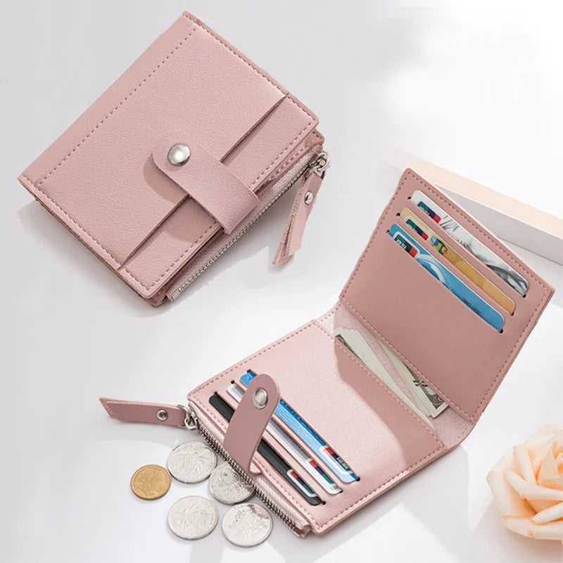 Women's Small Wallet Clutch Purse PU Solid Color Bag
