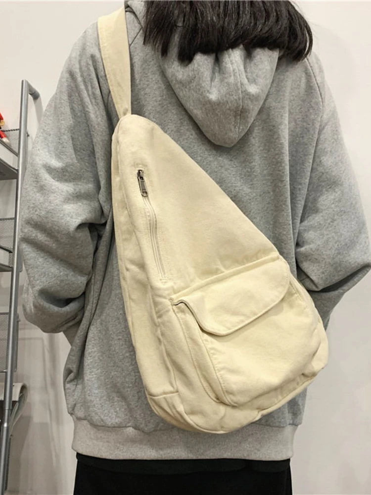 Canvas Messenger Bag Large Capacity Backpack School Shoulder Bag