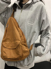 Canvas Messenger Bag Large Capacity Backpack School Shoulder Bag
