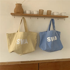 Japanese Letter Printing Canvas Shoulder Bag