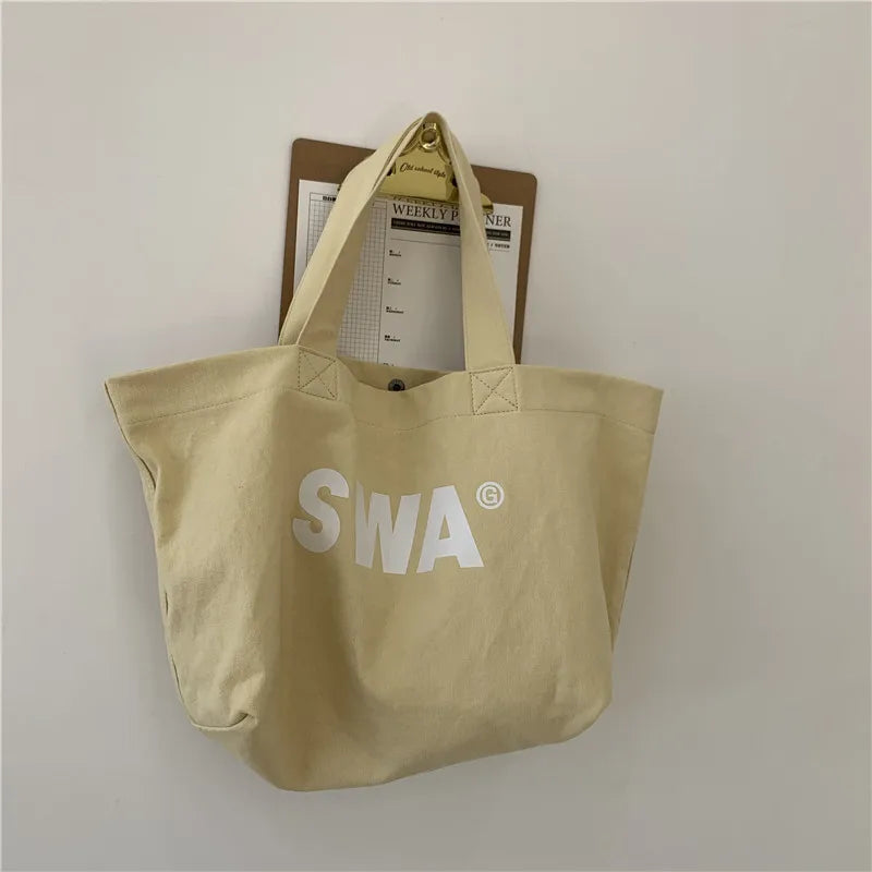 Japanese Letter Printing Canvas Shoulder Bag