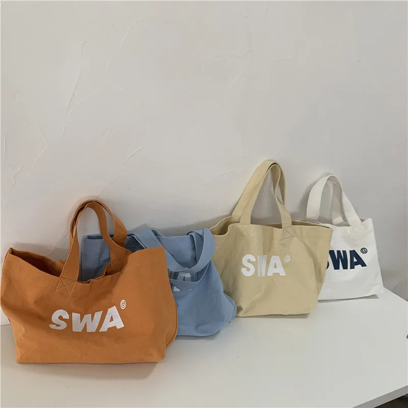 Japanese Letter Printing Canvas Shoulder Bag