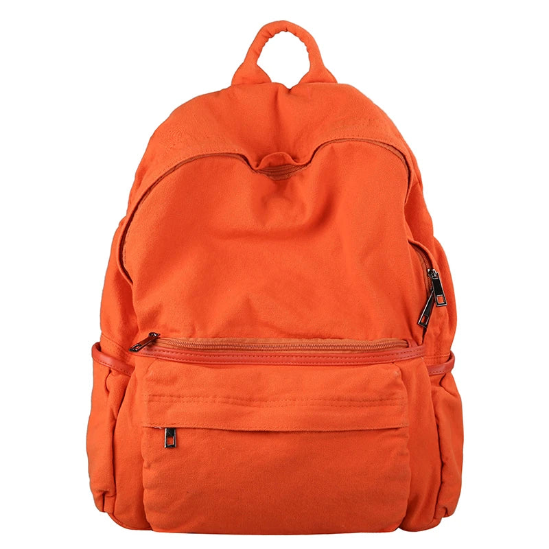 Canvas Schoolgirl Backpack Zipper College Student Backpack