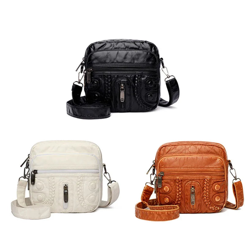 Soft PU Leather Women's Crossbody Bag Retro Shoulder Handbag